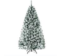 GIANTEX Sapin de Noël Artificiel à Flocon de Neige 1,8 M, Support en Fer,Arbre de Noël Automatique, 600 Branches, Décor de