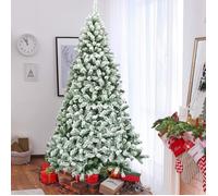 GIANTEX Sapin de Noël Artificiel Floqué 230 CM- Arbre de Noël Blanc- Support en Fer Pliable- 1346 Branches en PVC- Décor de Fête