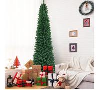GIANTEX Sapin de Noël Artificiel H240 cm-Arbre de Noël avec Base en Fer-1000 Branches en PVC-Décoration de Noël pour Maison/Magasin