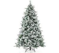 CostwaySapin de Noël Artificiel de 186 cm avec Aiguilles de Pin Arbre de Noël Floqué avec 250 Lumières LED Blanches Chaudes & 752 Branches Mixtes pour la Maison le Bureau & le Carnaval