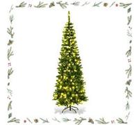 GOPLUS Sapin de Noël 225CM Lumineux-1085 Branches Touffues+350 LED-Aiguilles en PVC-Ouverture Parapluie & Automatique