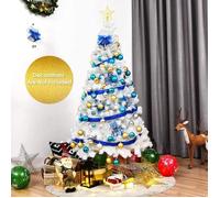 GIANTEX Sapin de Noël Blanc 1,5M avec 350 Branches PVC avec Artificiel Effet Réaliste, Socle en métal