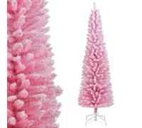 GIANTEX Sapin de Noël de 180 CM, Sapin de Noël Artificiel avec 460 Pointes de Branches Floquées, Support Métallique Pliant, Arbre de Décoration en Crayon Mince, pour Maison, Bureau, Carnaval, Rose