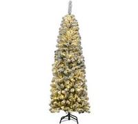 Giantex Sapin de Noël Enneigé 230CM avec 350 Lumières, 641 Aiguilles, Support Pliable G