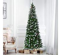GIANTEX Sapin de Noël enneigé, Sapin de Noël en PVC, Arbre décoratif avec Effet réaliste, Support en métal, Facile à Assembler, Vert (2,2 m)