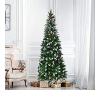 GIANTEX Sapin de Noël enneigé, Sapin de Noël en PVC, Arbre décoratif avec Effet réaliste, Support en métal, Facile à Assembler, Vert (1,8 m)