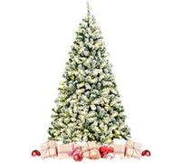 GOPLUS 225CM Sapin de Noël Lumineux-1346 Branches+550 LED Blanc Chaud-Réaliste avec Décoration de Neige-Feuilles en PVC