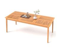 GIANTEX Table à Manger de Jardin avec Trou pour Parasol Ø 5 cm, Table d’Extérieur Rectangulaire en Bois d'Acacia pour 8 Personnes, pour Terrasse, Patio, 200 x 90 x 75 cm