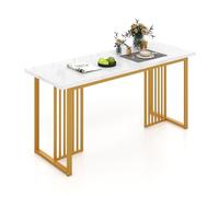 GIANTEX Table à Manger en Faux Marbre, Grande Table de Cuisine de 160 cm, Pieds en Métal, Table Rectangulaire pour 6 à 8 Personnes, Table de Salle à Manger, pour la Maison, Le Restaurant
