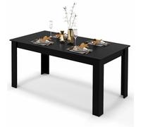 Giantex Table à manger extensible de 160 cm pour 8 personnes, table à manger fixe avec pieds en L robustes, table moderne pour cuisine et salle à manger, noir