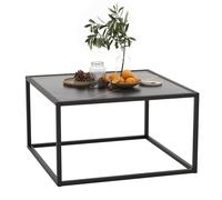GIANTEX Table basse aspect marbre avec cadre en métal - Table basse moderne - Table d'appoint carrée pour salon - 70 x 70 x 40 cm - Noir