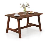 GIANTEX Table basse d'extérieur en bois avec plateau à lattes, 90 x 54,5 x 50 cm, charge jusqu'à 125 kg, table d'appoint pour jardin, balcon, salon (marron)