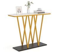 GIANTEX Table console avec plateau en marbre faux, table d'entrée extra longue de 100 cm avec structure métallique robuste, table de canapé à placer derrière le canapé, table pour couloir
