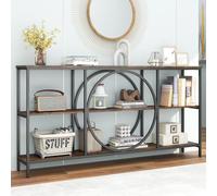 GIANTEX Table console de style industriel - Table d'entrée - 180 x 30 x 90 cm - Table de couloir à 3 niveaux avec cadre en métal - Table d'appoint étroite - Table basse - Table basse - Table de salon
