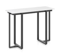 GIANTEX Table console d'entrée, 107 x 40 x 79,5 cm, structure en métal et plateau en imitation marbre, table d'appoint moderne pour salon, entrée, couloir (Noir)