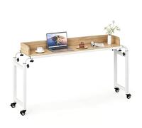 GIANTEX Table d'appoint avec 4 roulettes, table d'ordinateur mobile avec hauteur et longueur réglables, 135,5-206 x 40 x 73,5-102,5 cm, table de toilette, table d'ordinateur portable pour chambre à