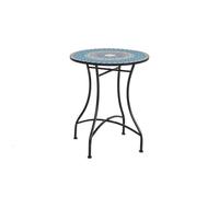 GIANTEX Table d'appoint avec plateau en mosaïque en carreaux de céramique, table de bistrot avec pieds incurvés en métal, capacité de 50 kg, table basse ronde pour salon, patio, terrasse