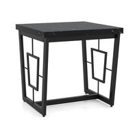 GIANTEX Table d'appoint carrée - Table basse aspect marbre - Table de chevet avec cadre en métal - Petite table moderne pour canapé, chambre à coucher, salon, bureau - 60 x 60 x 60 cm