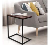 GIANTEX Table d'appoint en forme de C, en bois et métal, table basse au design industriel, table basse, table d'appoint, table pour salon, chambre à coucher, bureau, 55 x 35 x 65 cm (marron)