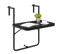 GIANTEX Table de Balcon Suspendue Pliable, Table Suspendue Rabattable et Hauteur Réglable, Résistante aux Intempéries, Charge 30 kg, pour Balcon, Terrasse, Jardin, 62,5 x 60 x 84 cm, Noir