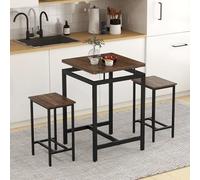 GIANTEX Table de bar avec tabourets de bar, table à manger et 2 chaises, petite table de cuisine de hauteur de comptoir, table haute avec plateau flottant, ensemble de salle à manger, design