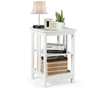 GIANTEX Table de Chevet 3 Niveaux, Petite Table d'Appoint en Bois Design Élégante, Table Basse pour Salon, Chambre à Coucher, 40 x 40 x 61 cm (Blanc)