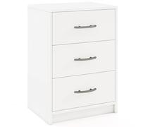 GIANTEX Table de Chevet avec 3 Tiroirs en Rangement, Table de Nuit en Bois MDF Polyvalente avec Grand Espace de Rangement, Meuble de Chevet pour Salon, Chambre, Bureau, 38,5 X 28 X 54 CM (Blanche)