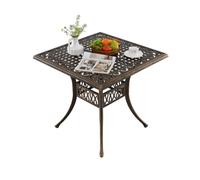 GIANTEX Table de Jardin Bronze avec Trou de Parasol de Ø 4,8 cm, Table de Balcon en Fonte d'Aluminium 80 x 80 cm pour 4 Personnes, Pieds Réglables, pour Terrasse, Jardin