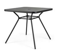 GIANTEX Table de Jardin Carrée, Plateau en SPC, Trou pour Parasol Ø 4 cm avec Couvercle, Pieds Réglable, Cadre en Métal Robuste, Charge 100 kg, Table Exterieur pour Jardin, Balcon, Terrasse, Noir