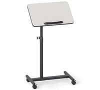 GIANTEX Table de Lit pour Ordinateur Portable, Bureau Debout Mobile, Rotation à 360°, avec Roues Verrouillables, Hauteur Réglable, Bout de Canapé pour Petits Espaces, Hôpital, Salon, Chambre (Gris)