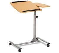 GIANTEX Table de Lit Roulante pour Ordinateur Portable, Table Réglable en Hauteur et Inclinable, Bout de Canapé avec Plateau pour Souris 64 x 45 x (71-93) cm (Naturel)