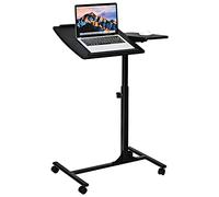 GIANTEX Table de Lit Roulante pour Ordinateur Portable, Table Réglable en Hauteur et Inclinable, Bout de Canapé avec Plateau pour Souris 64 x 45 x (71-93) cm (Noir)
