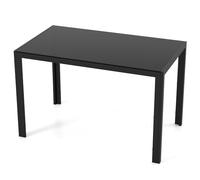 GIANTEX Table de salle à manger rectangulaire, 120 x 70 x 75 cm, pieds en métal robuste et plateau en verre trempé, charge jusqu'à 90 kg, table moderne pour cuisine (noir)