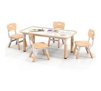 Giantex Table Enfant 120x60cm et 4 Chaises avec Plateau Graffiti & Hauteur Réglable