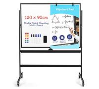 GIANTEX Tableau Blanc Mobile Double Face, 60 x 90 cm, Tableau Magnétique sur Pieds Réglable en 2 Hauteur, Effaçable à Sec, Marqueurs Noirs, Effaceur, Aimants (Noir, 120 x 90 cm)