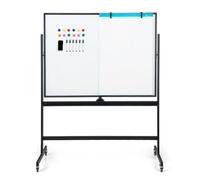 GIANTEX Tableau magnétique à double face, tableau blanc magnétique à double face, avec grille, caoutchouc pour tableau blanc, aimants, plateau pour marqueurs (Noir)