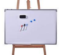 GIANTEX Tableau Magnétique Blanc avec Cadre en Aluminium, Tableau Blanc Effaçable avec Plateau Porte-Stylos, Marqueurs, Effaceur & Aimants, pour Ecole, Maison, Bureau (70 x 50 CM)