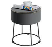 GIANTEX Tabouret Coiffeuse en Velours, Siège Coiffeuse Chambre avec Pied Rond Doré en Métal, Pouf Ottoman Rond, Repose-Pieds, Tabouret Velours pour Chambre, Salon, Vestiaire (Gris)