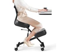 GIANTEX Tabouret Genouillères Réglable avec Dossier, Chaise de Travail Ergonomique, Roues à Verrouillage, Support pour Genoux, Chaises Orthopédiques pour Corriger la Posture Assise, Charge 110 kg