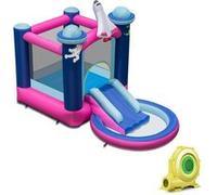 Giantex Toboggan Aquatique Gonflable Thème de l'espace avec Gonfleur 480 W Piscine à Eclaboussures Toboggan Portable,Sac de Transport et Piquets G