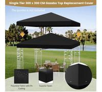 GIANTEX Toile de Rechange pour Tonnelle 3x3m, Toit de Remplacement Pliable Imperméable en Polyester (Noir)