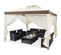 GIANTEX Tonnelle Barnum de Jardin Pliant- Moustiquaire Amovible- Tente Imperméable- 300x300x200/265cm- Terrasses, Balcons- Beige