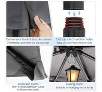 GIANTEX Tonnelle de Jardin Exterieur 3 x 3,6 m, Lestage Poids, Toit Double Ventilé, Piquets de Sol et 4 Sacs de Sable (3x3,6M|Gris