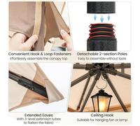 GIANTEX Tonnelle de Jardin Exterieur 3 x 3,6 m, Lestage Poids, Toit Double Ventilé, Piquets de Sol et 4 Sacs de Sable (3x3,6M|Beig