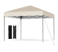 GIANTEX Tonnelle de Jardin Exterieur Impermeable Pliante, Tente de Réception avec Toit Argenté, Réglable en Hauteur(3x3M|Beige)