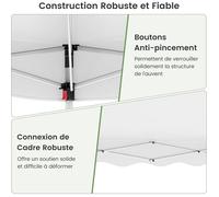 GIANTEX Tonnelle de Jardin Pliante 3 X 3 M, Réglable en Hauteur, Imperméable, avec Sac de Transport à Roulette (3x3 M | Blanc)