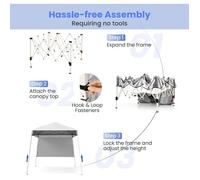 GIANTEX Tonnelle Jardin Exterieur Pliante 234x234CM, Hauteur Réglable 211/221CM, Tente Jardin Imperméable (234CM|Blanc)