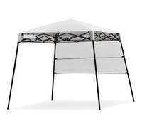 COSTWAY Tonnelle de Jardin Pliante 182 x 182 cm Protection Solaire 2 Hauteurs avec Demi-paroi Latérale Sac Portable pour Fête Blanc