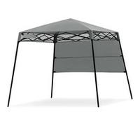 COSTWAY Tonnelle de Jardin Pliante 182 x 182 cm Protection Solaire 2 Hauteurs avec Demi-paroi Latérale Sac Portable pour Fête Gris