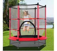 GIANTEX Trampoline Extérieur pour Enfants avec Filet de Protection,Trampoline de Jardin avec Grande Porte Zippée,140x78,72x162CM